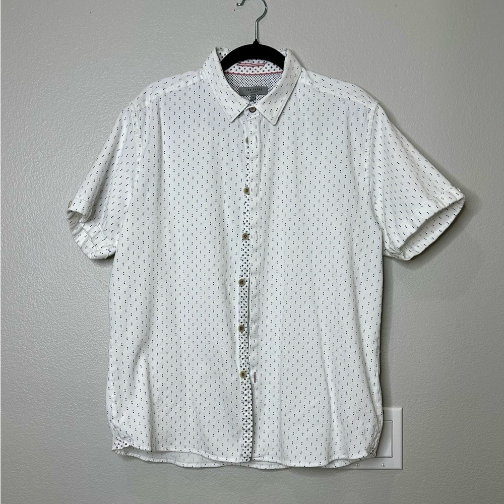 Ted Baker White and Black Patterned Button Down Shirt